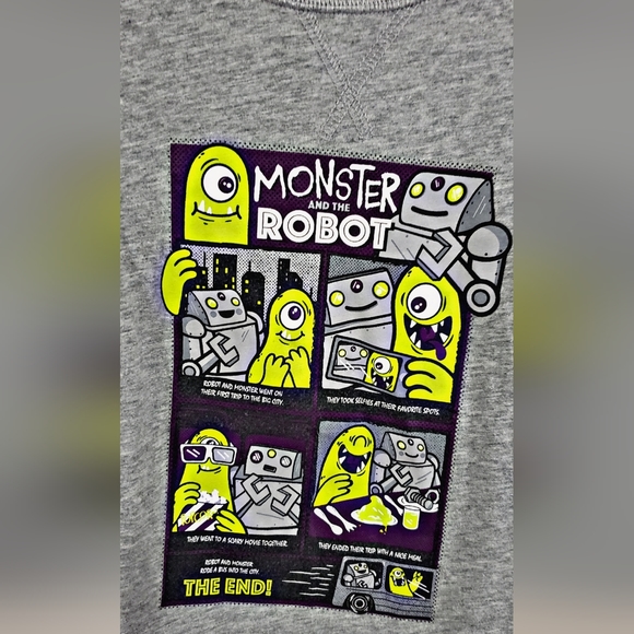 Cat & Jack Boys' Long Layered Sleeve "Monster Robot" Graphic T-Shirt Sz 2T - Picture 3 of 4